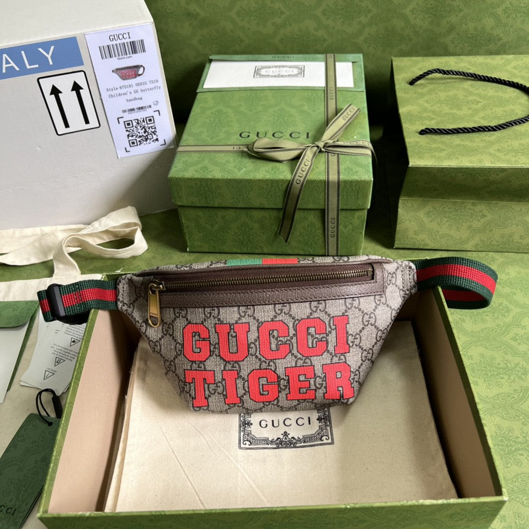 Gucci Tiger GG Belt Bag 23cm Brown