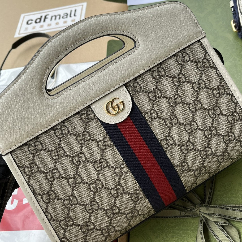 Gucci Ophidia Small Tote With Web 26cm Beige
