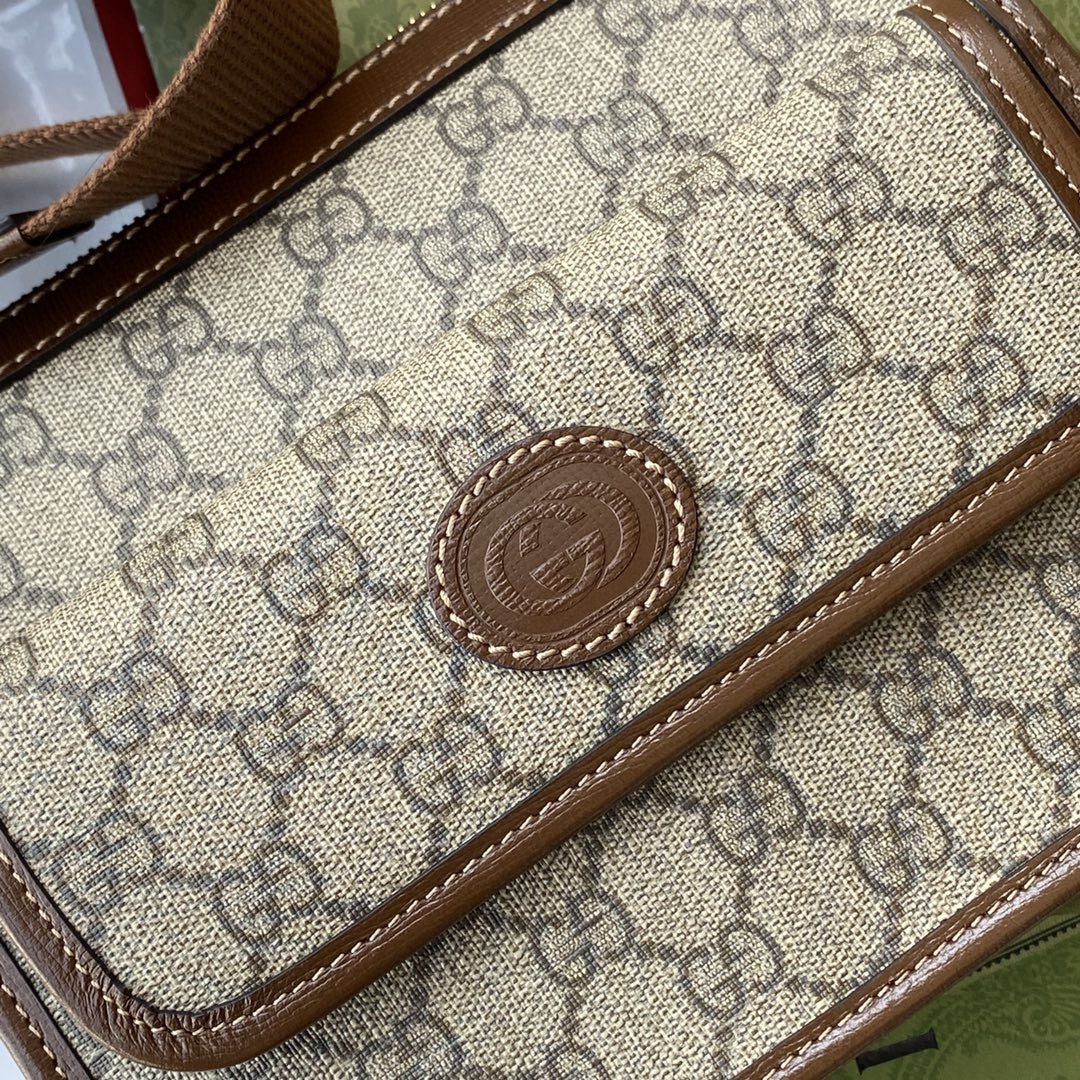 Gucci Messenger Bag With Interlocking G 21cm Beige