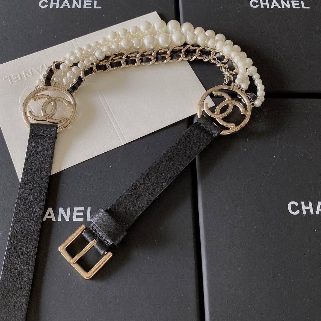 Chanel Belt With Square Metal Buckle Black