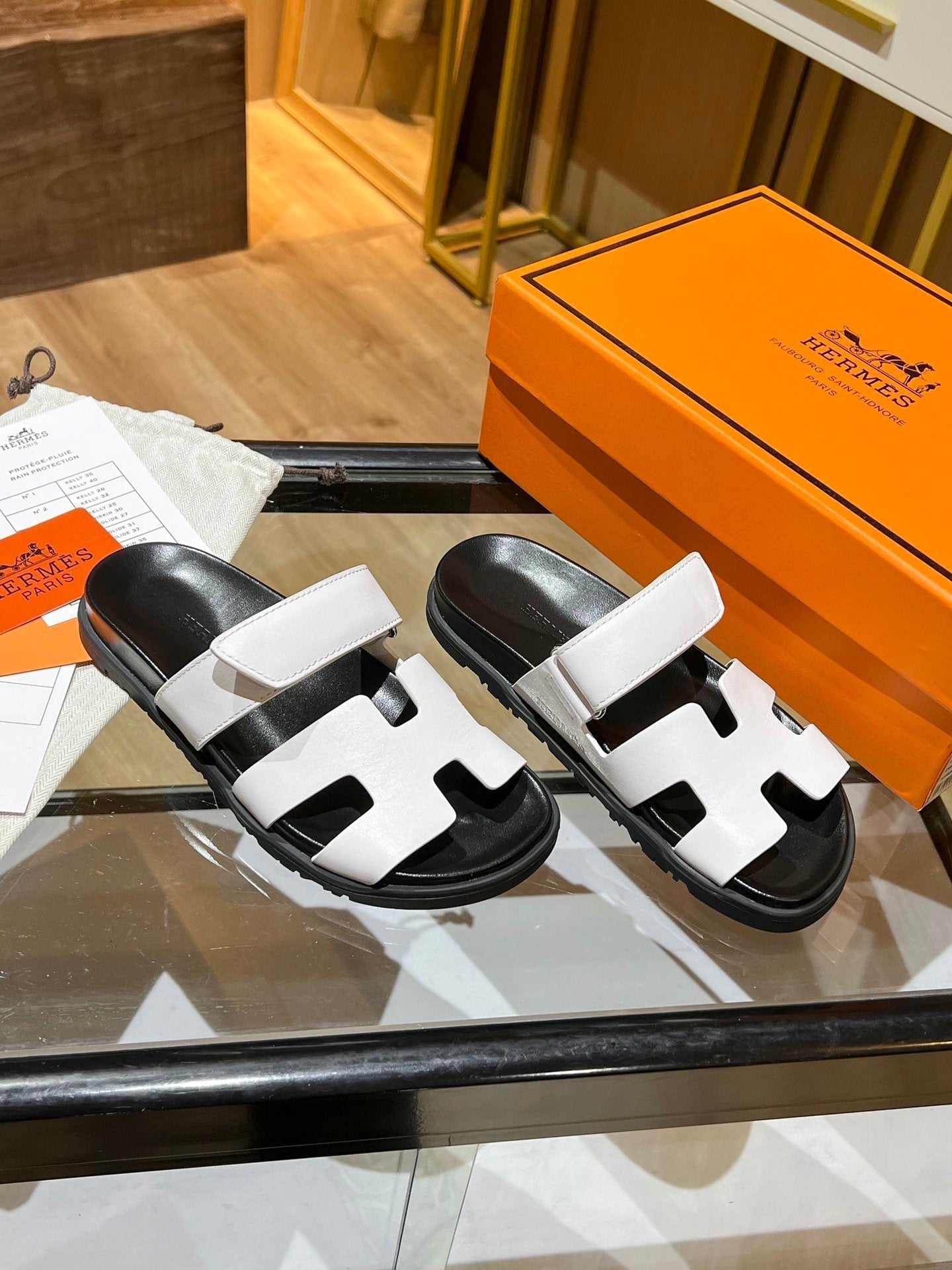 Hermes Oran Sandal Black/White
