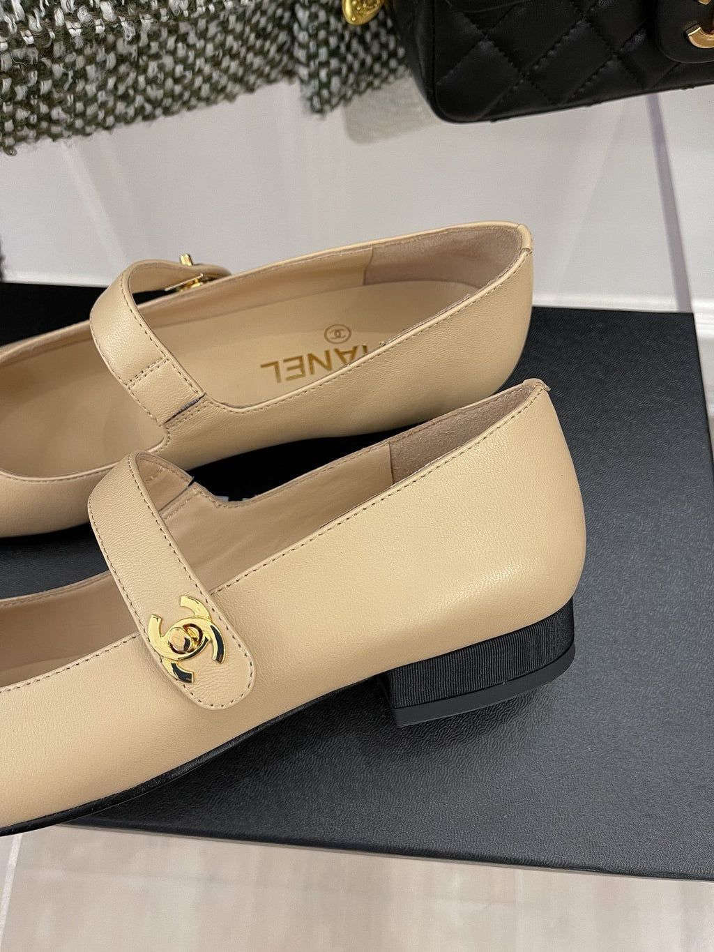 Chanel Sling Back 0.8 Inches Beige