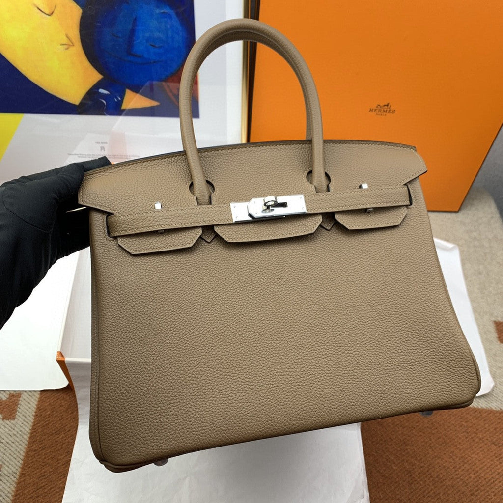 Hermes Birkin 30 Nata Swift Silver Hardware Brown