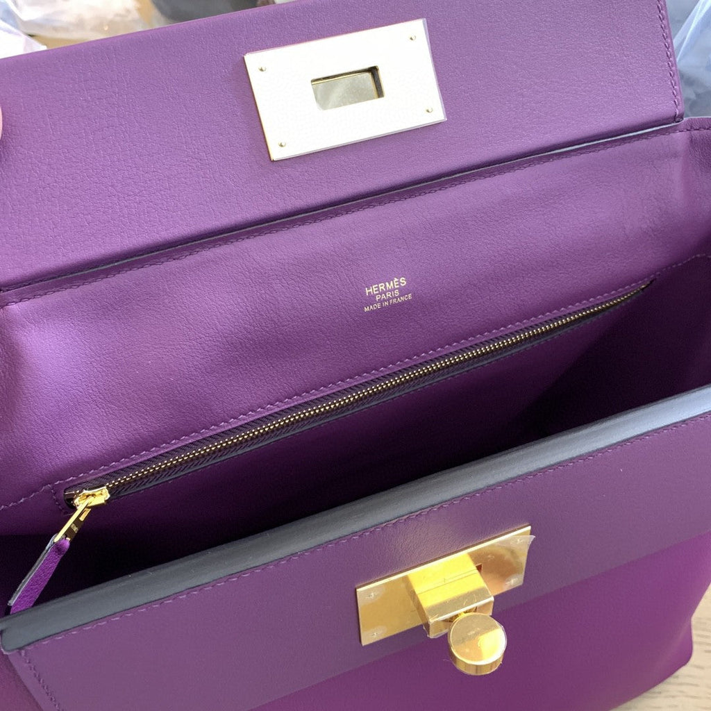 Hermes 24 24 29cm Noir Black Clémence Purple