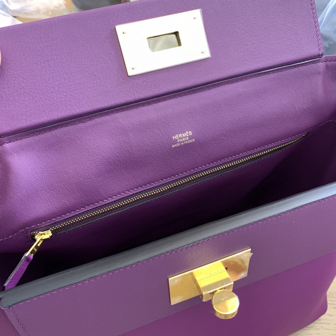 Hermes 24 24 29cm Noir Black Clémence Purple