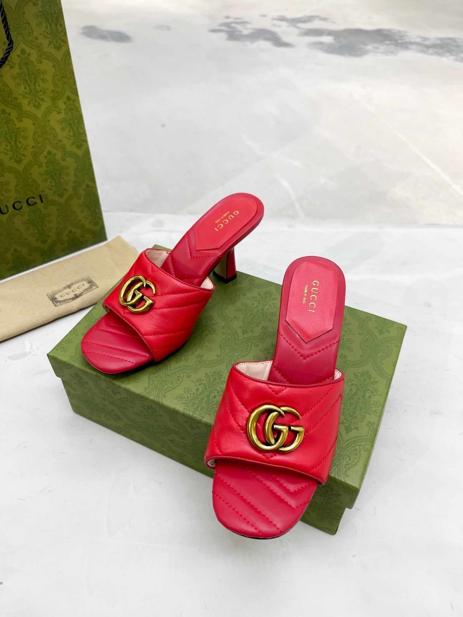 Gucci Double G Slide Sandal Red