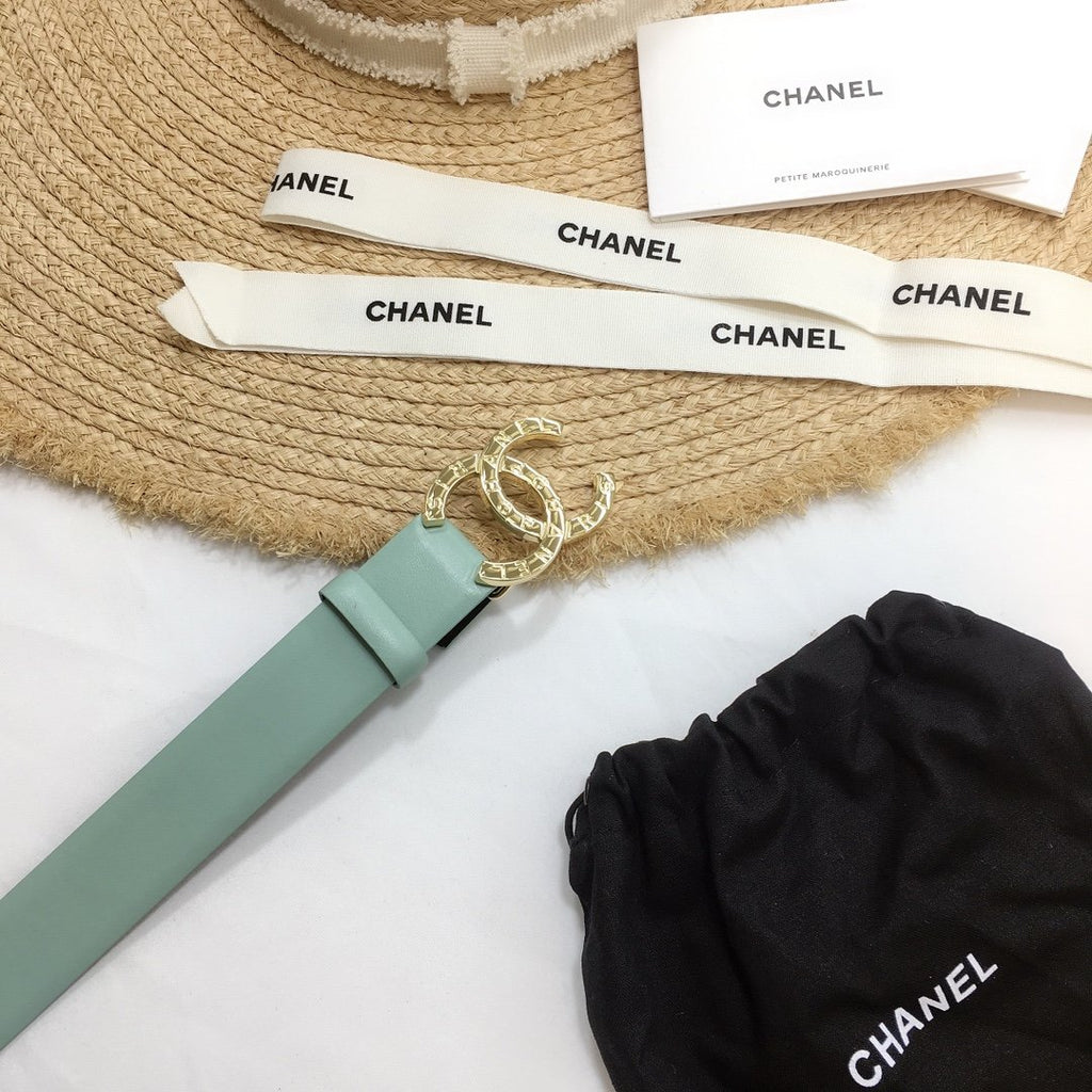 Chanel Belt With Double C Buckle Jade Green