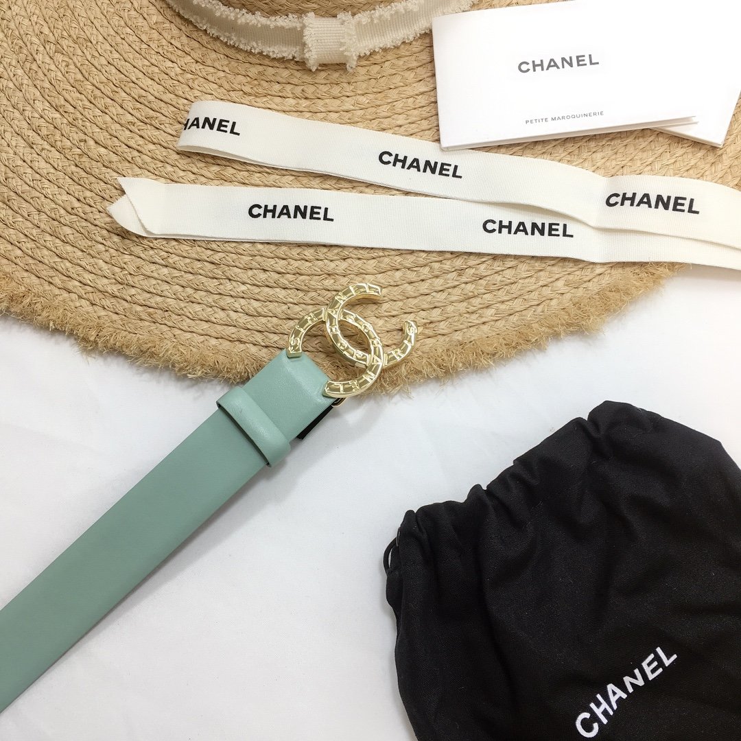 Chanel Belt With Double C Buckle Jade Green