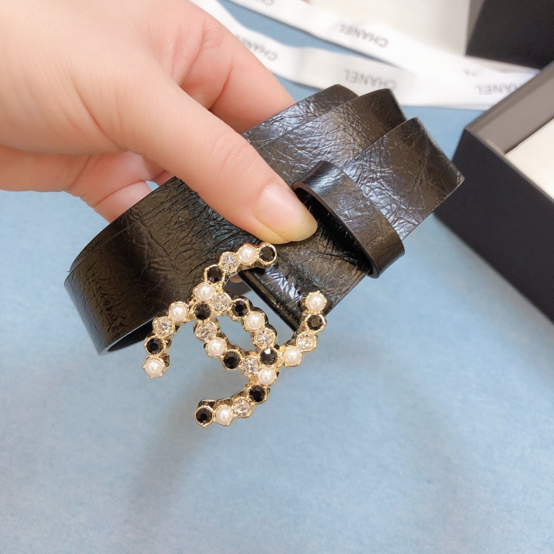 Chanel Belt With Beaded Buckle Brown