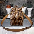 Fendi FF Logo Mon Tresor Bucket Bag Calfskin Leather 25cm Fall/Winter Collection, Brown