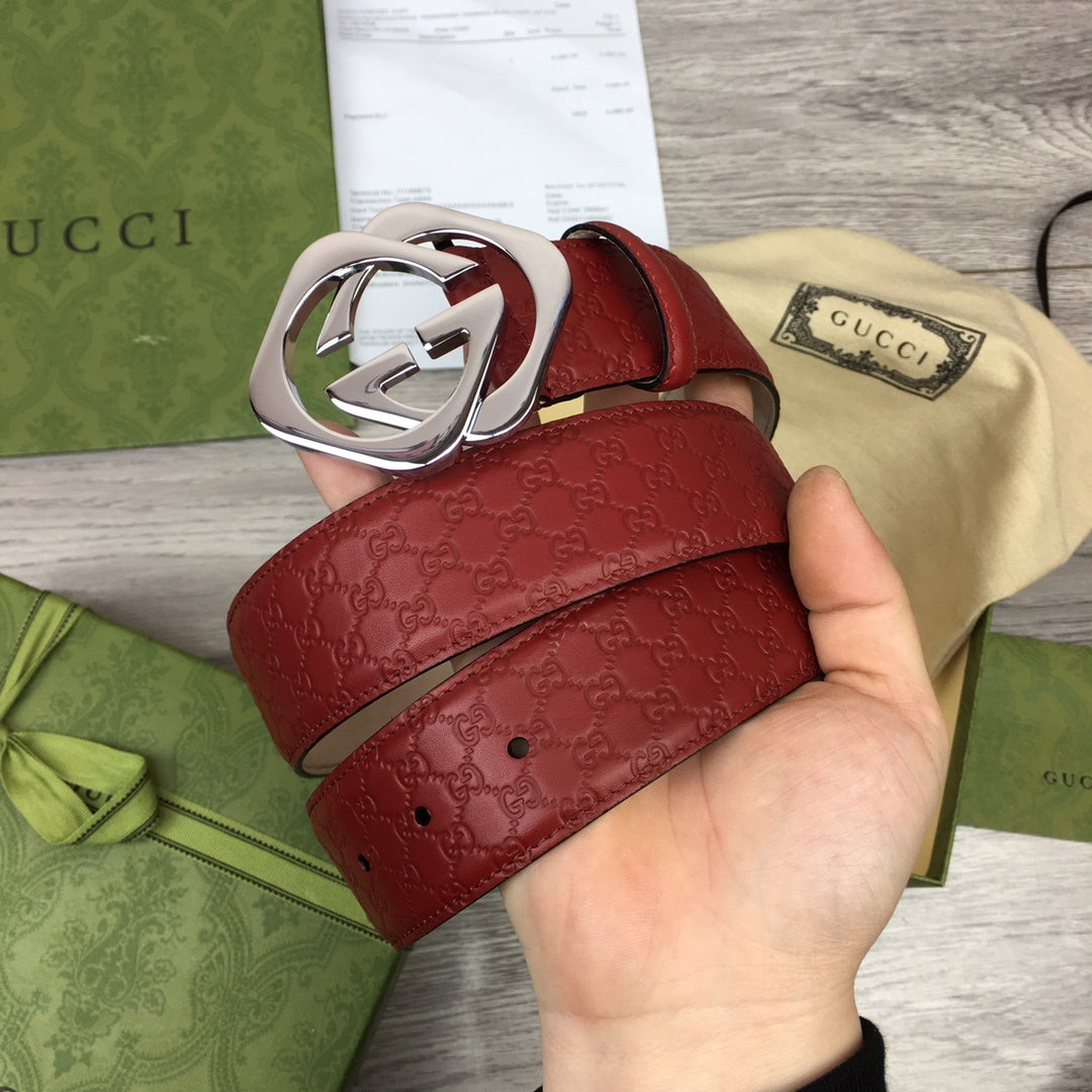 Gucci Belt With Double G Buckle Red