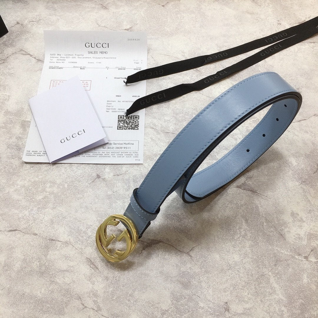 Gucci Belt With Double G Buckle Blue