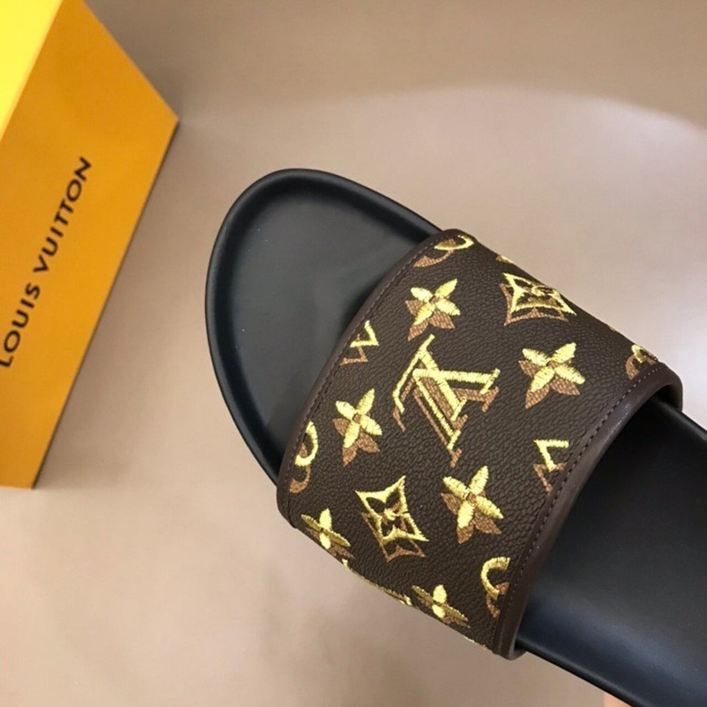 Louis Vuitton Mens Sandals Monogram Canvas Spring/Summer Collection Brown/Yellow