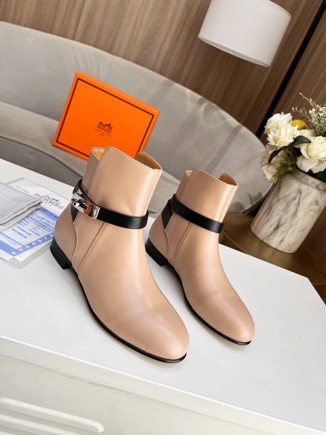 Hermes Neo Ankle Boot Beige