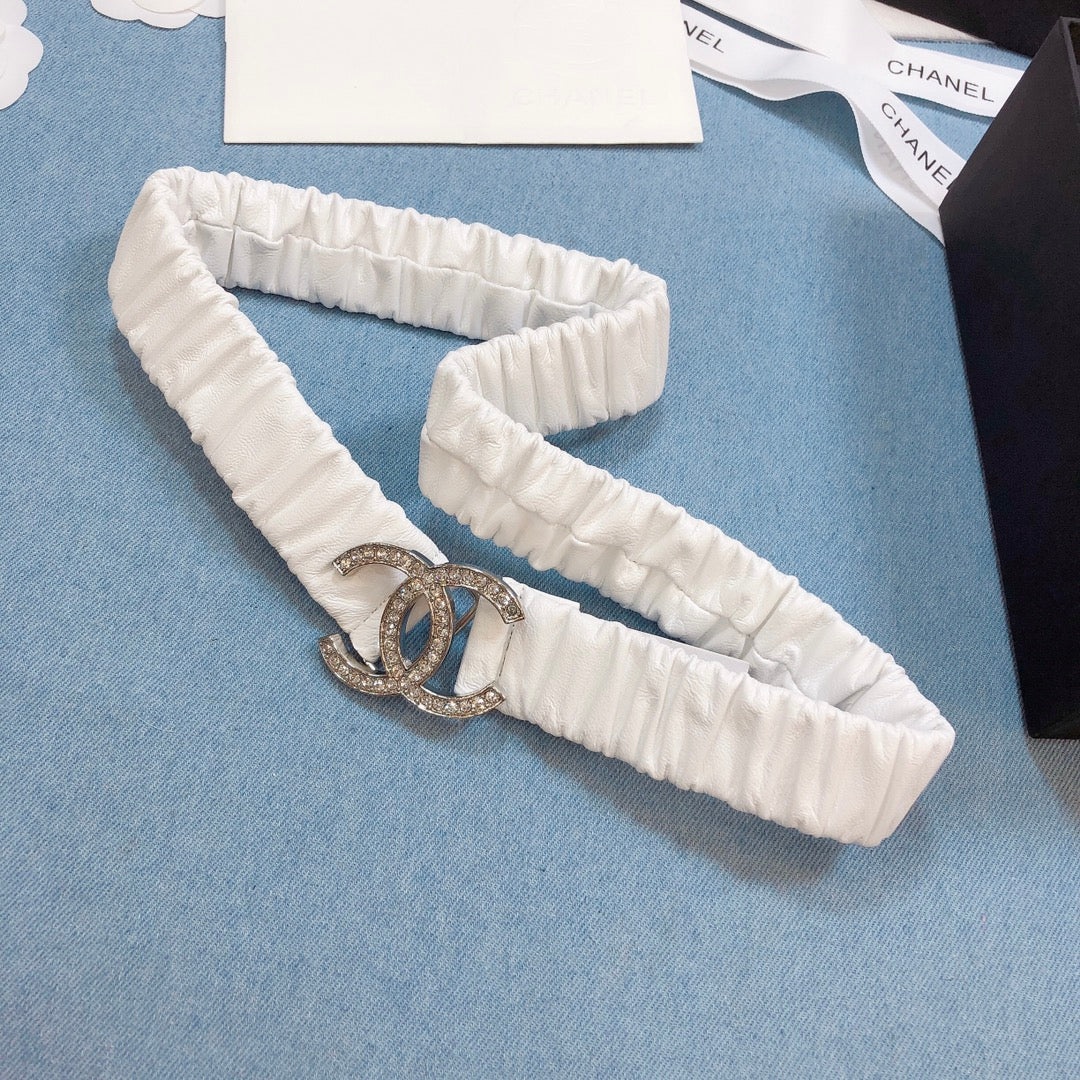 Chanel Belt With Double C Buckle White