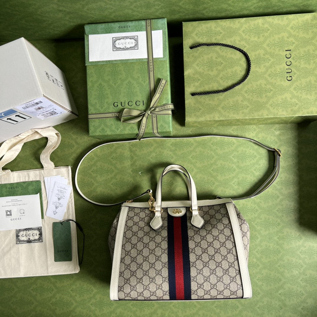 Gucci Ophidia GG Medium Tote Bag 33cm Beige