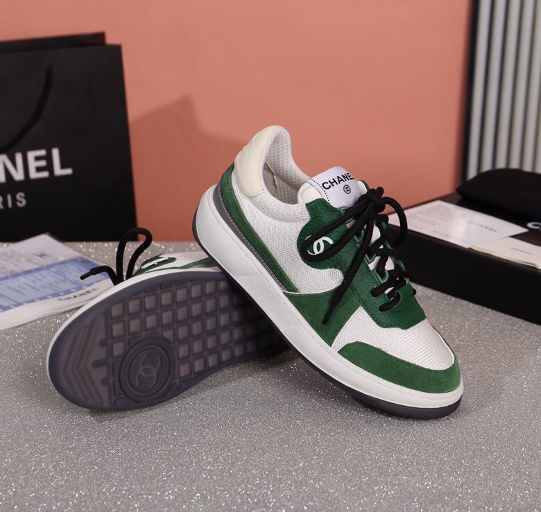 Chanel Trainers Sneakers White/Dark Green
