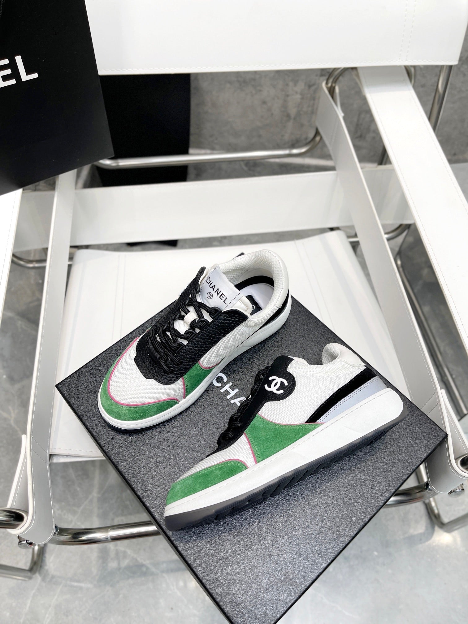 Chanel Trainers Sneakers White/Green