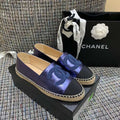 Chanel CC Logo Espadrilles Lambskin Leather Spring/Summer Act 1 Collection Metallic Blue