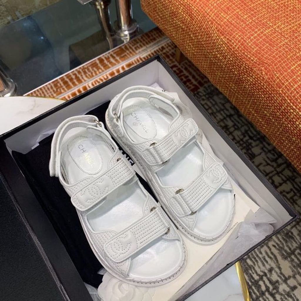 Chanel Velcro Sandals Lambskin Leather Spring/Summer Collection White
