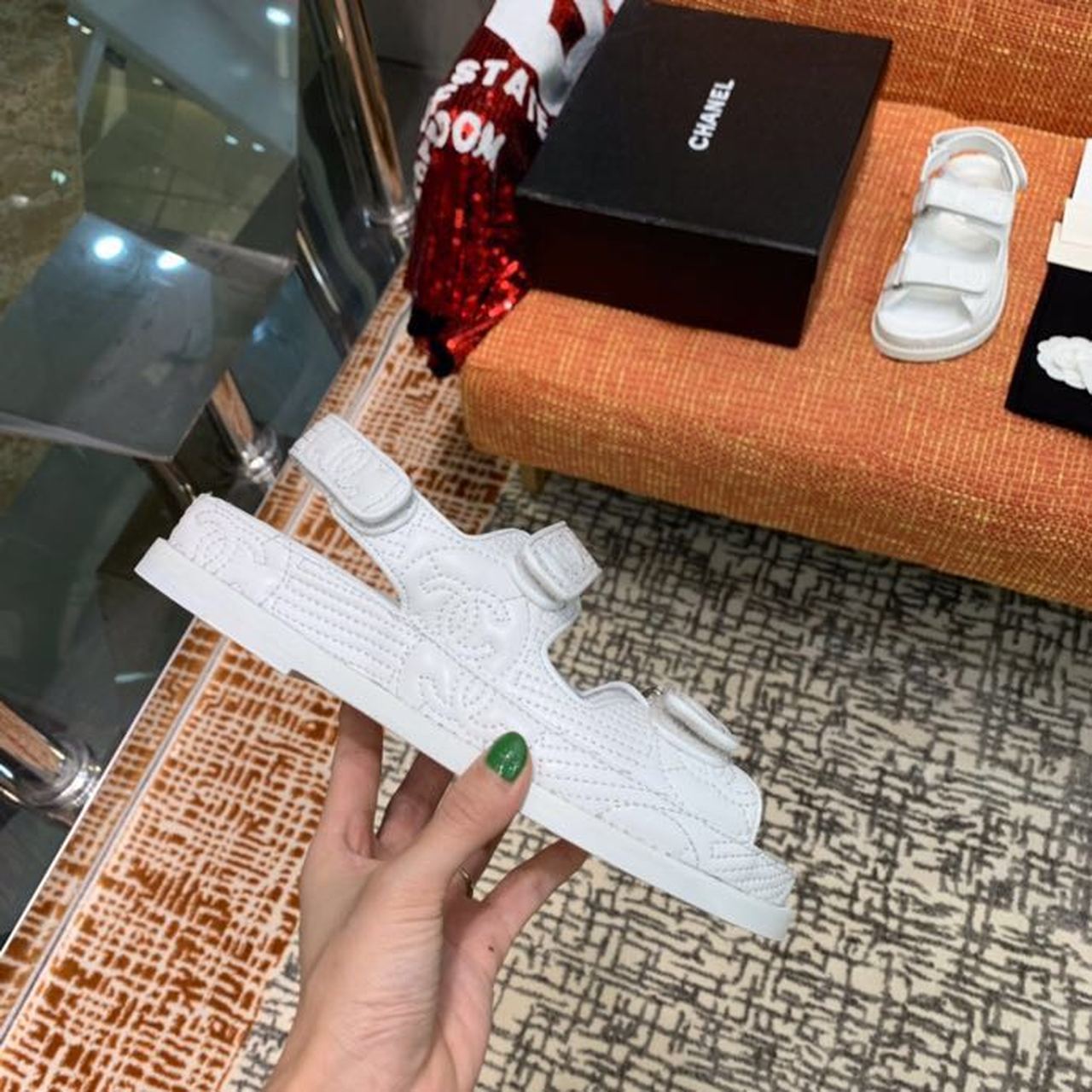 Chanel Velcro Sandals Lambskin Leather Spring/Summer Collection White