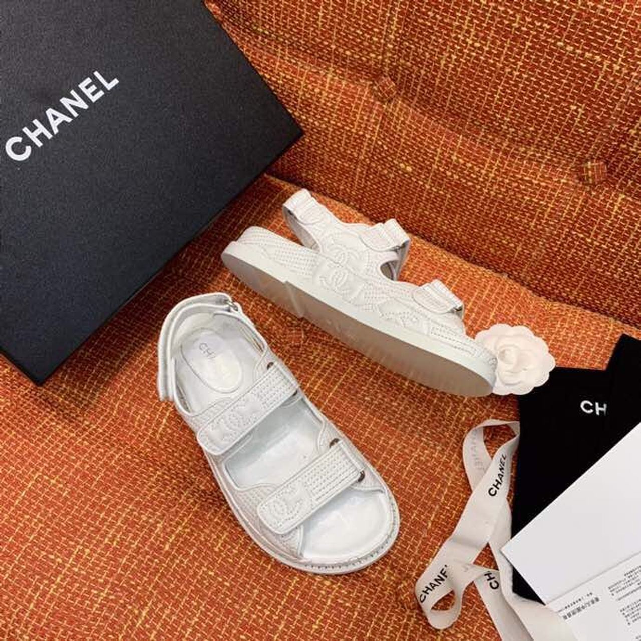 Chanel Velcro Sandals Lambskin Leather Spring/Summer Collection White