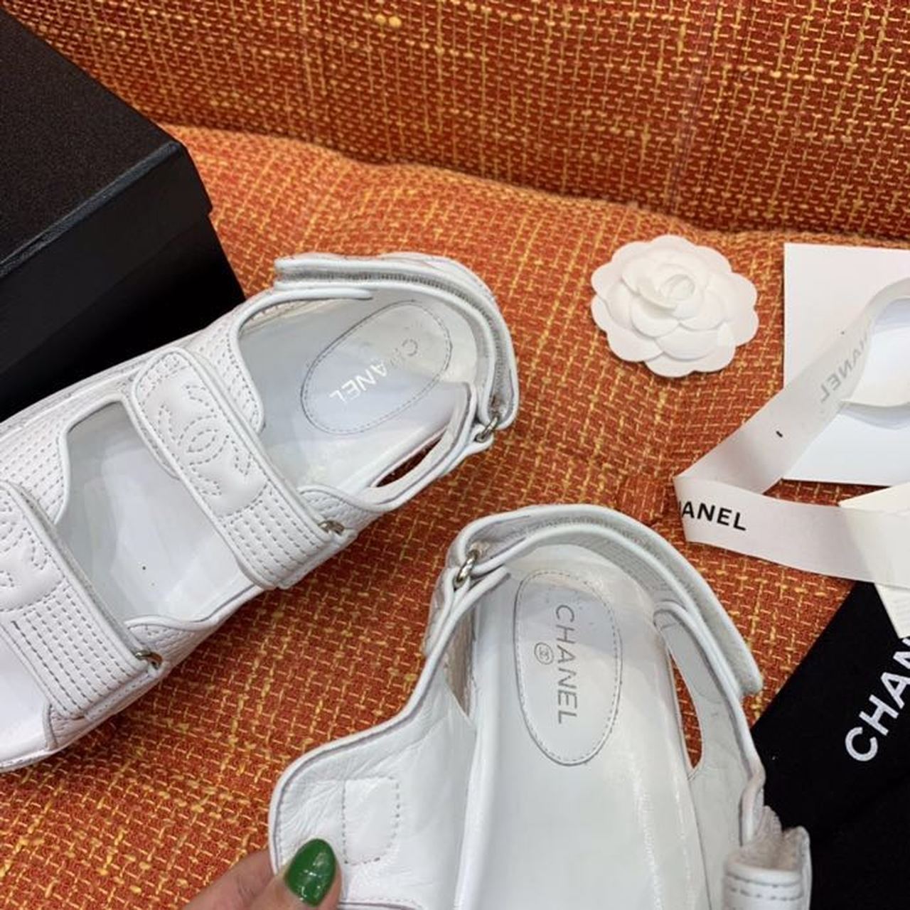 Chanel Velcro Sandals Lambskin Leather Spring/Summer Collection White