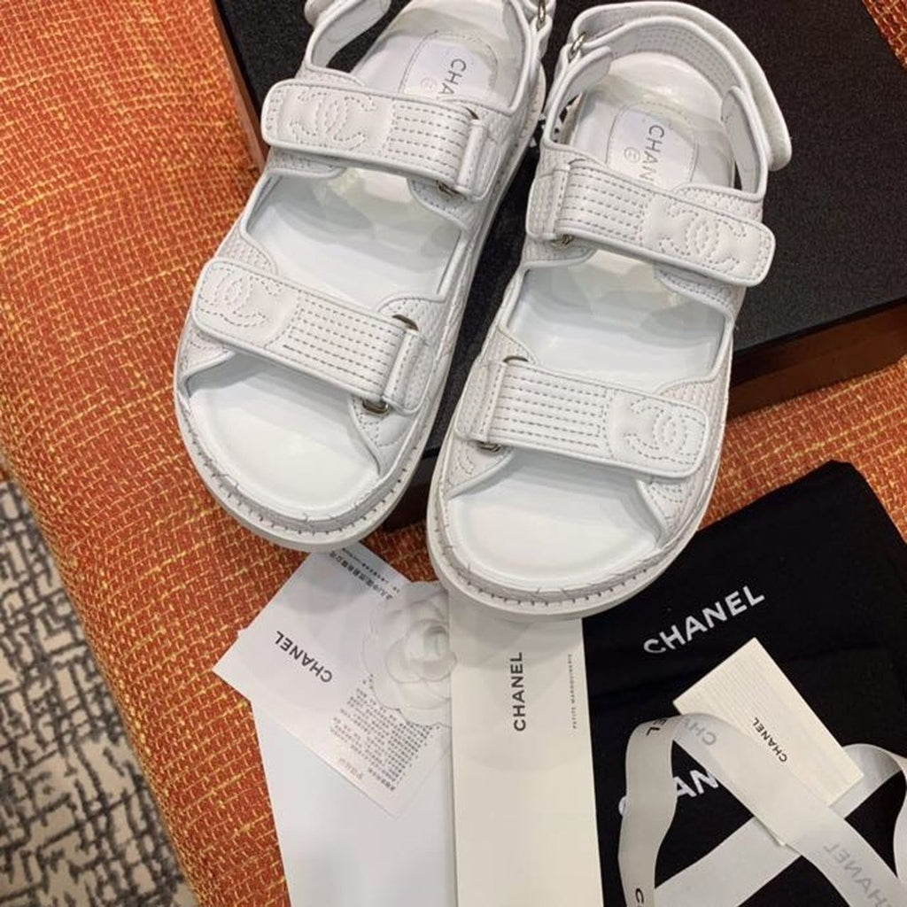 Chanel Velcro Sandals Lambskin Leather Spring/Summer Collection White