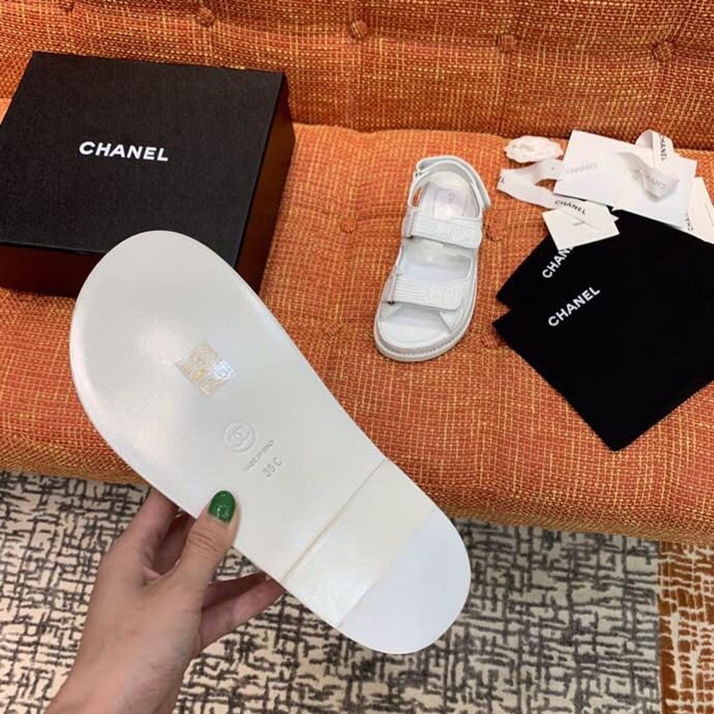 Chanel Velcro Sandals Lambskin Leather Spring/Summer Collection White