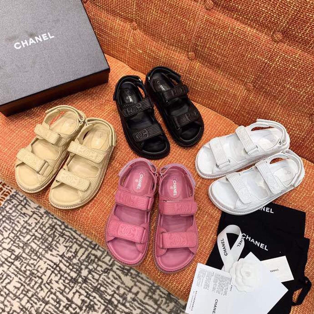 Chanel Velcro Sandals Lambskin Leather Spring/Summer Collection White
