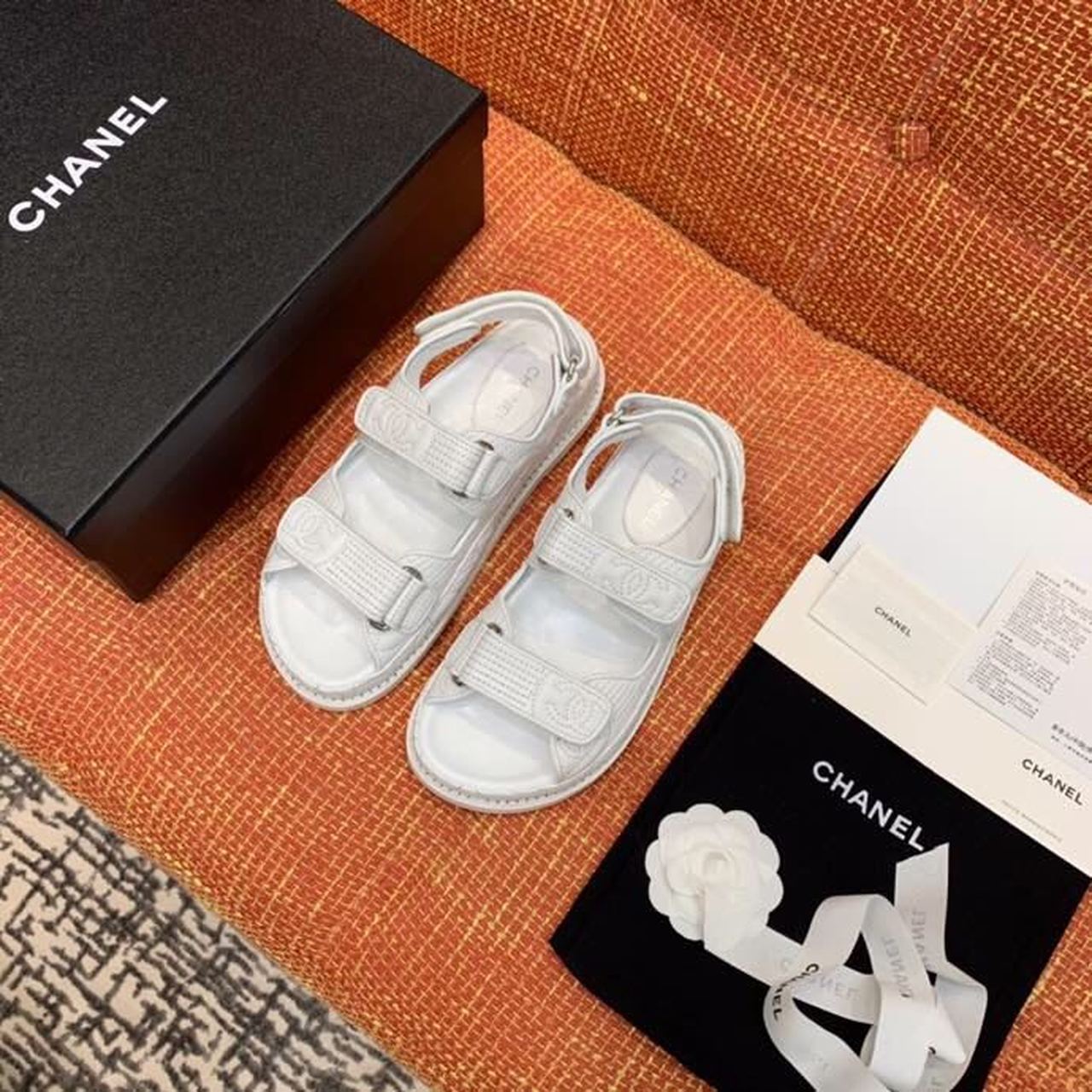Chanel Velcro Sandals Lambskin Leather Spring/Summer Collection White