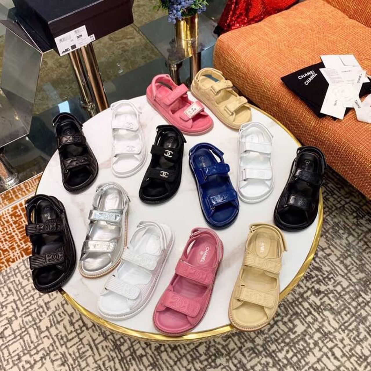 Chanel Velcro Sandals Lambskin Leather Spring/Summer Collection White