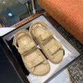 Chanel CC Logo Velcro Sandals Lambskin Leather Spring/Summer Collection Beige