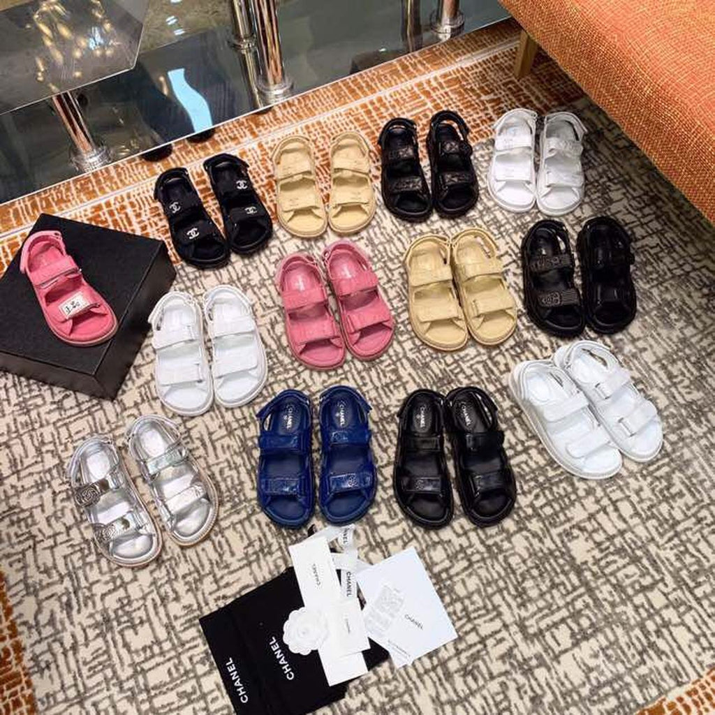 Chanel Velcro Sandals Shiny Lambskin Leather Spring/Summer Collection White