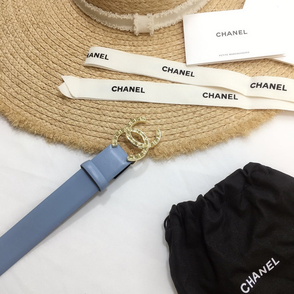 Chanel Belt With Double C Buckle Blue