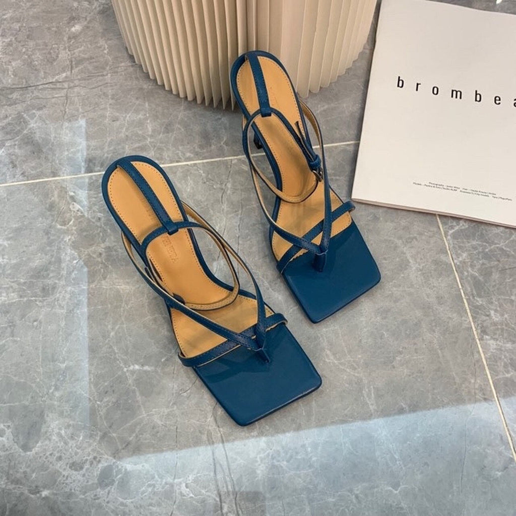 Bottega Veneta Stretch Sandals 9cm Heel Lambskin Leather Spring/Summer 2020 Collection, Navy Blue