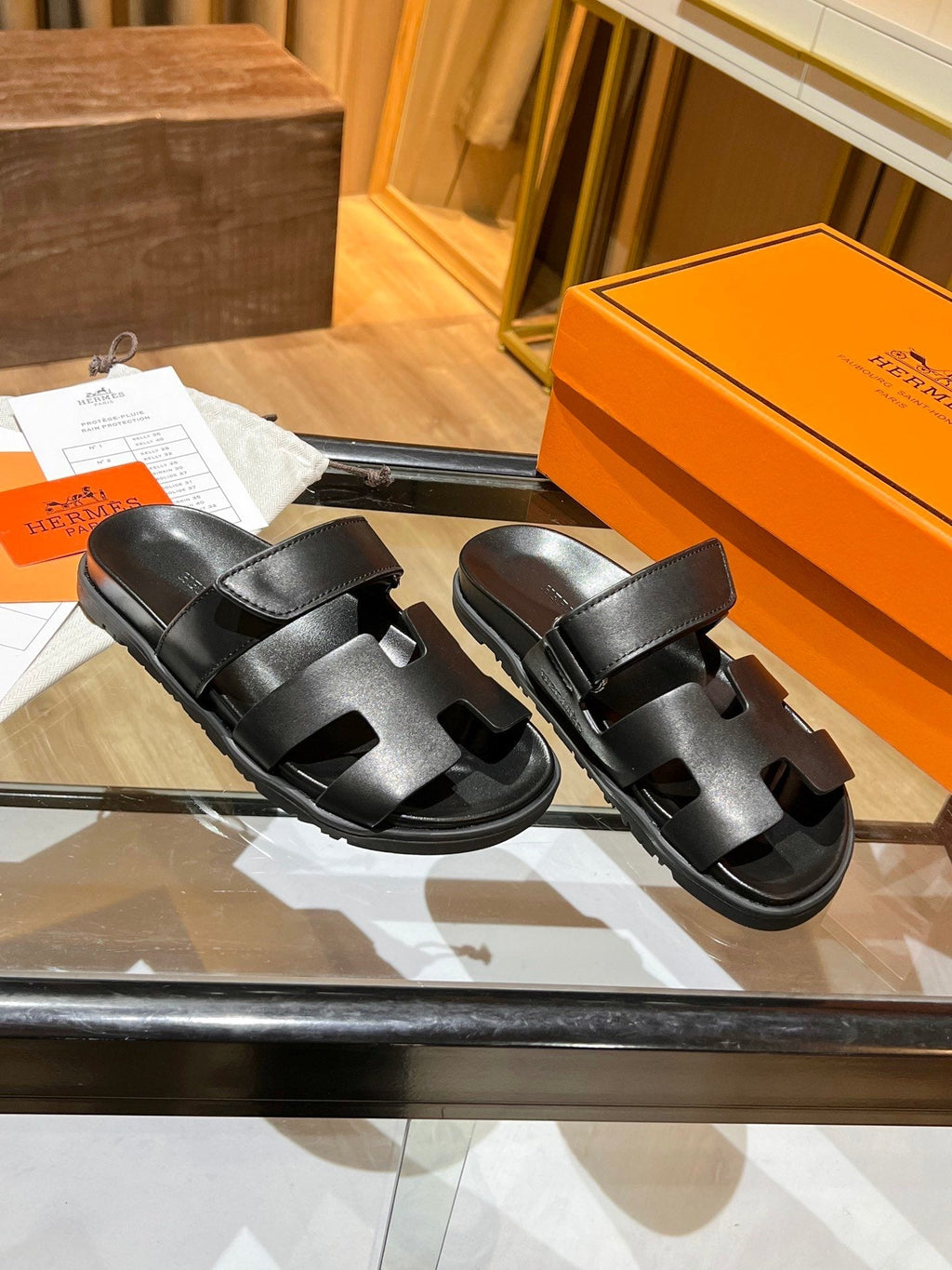 Hermes Oran Sandal Black