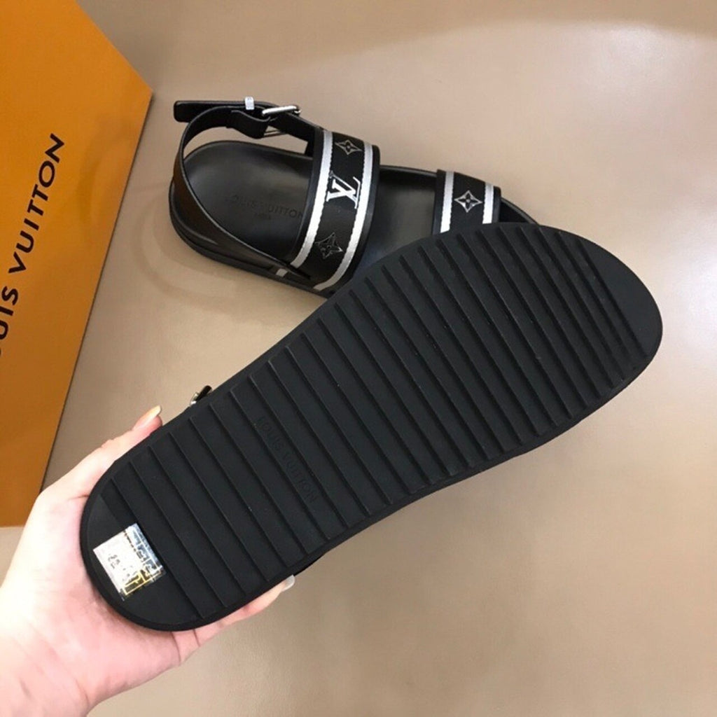 Louis Vuitton Double Strap Buckle Mules Mens Sandals Spring/Summer Collection Black/Silver
