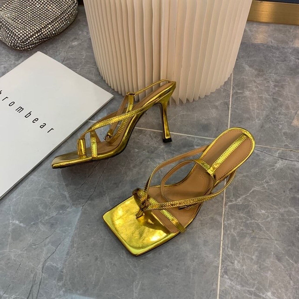 Bottega Veneta Stretch Sandals 9cm Heel Lambskin Leather Spring/Summer 2020 Collection, Gold