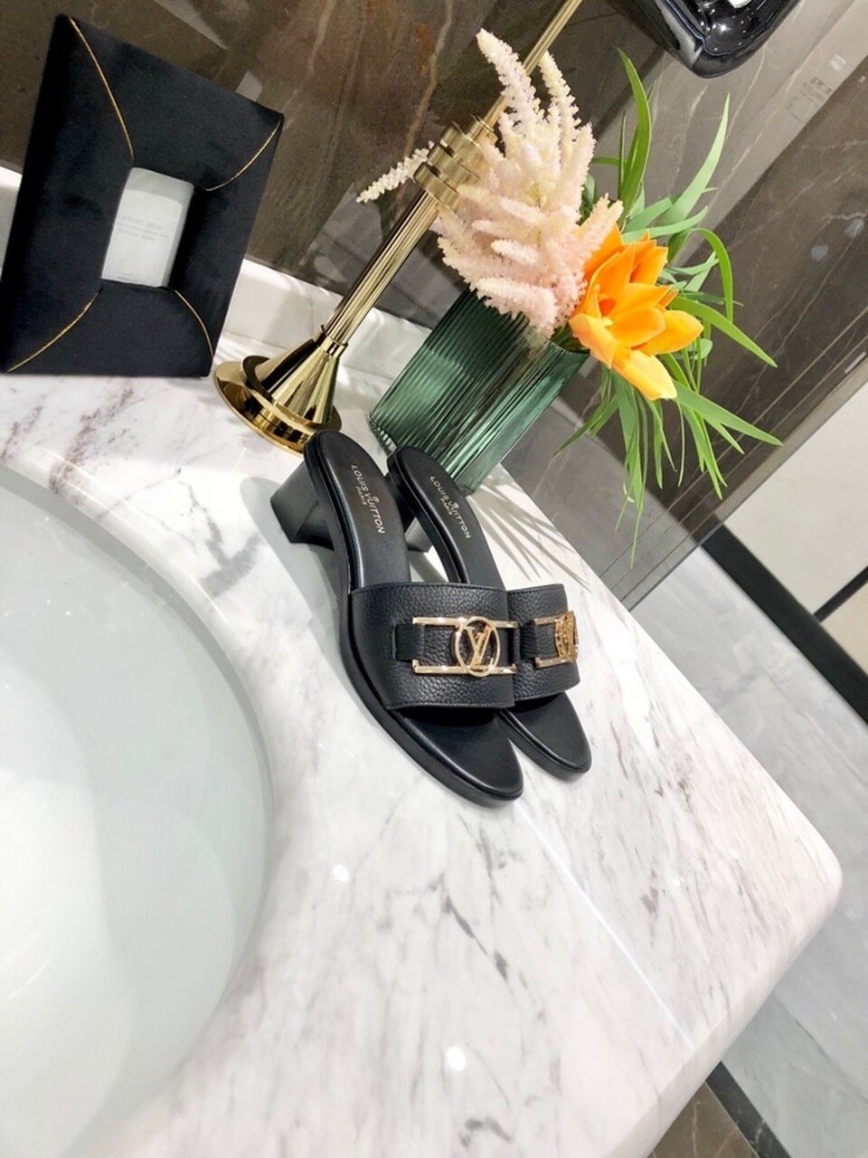 Louis Vuitton Lock It Mules Calfskin Leather Spring/Summer Collection Black