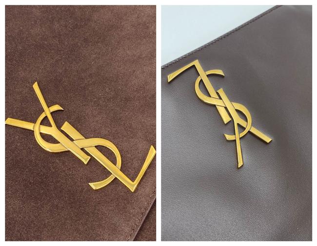 Saint Laurent Monogram Kate Soft Medium Reversible Ysl Monogram Brown Suede Leather Cross Body Bag