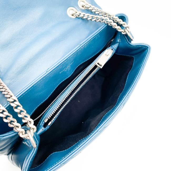 Saint Laurent Monogram Loulou Calfskin Y Quilted Monogram Small Chain Satchel Blue Leather Shoulder Bag