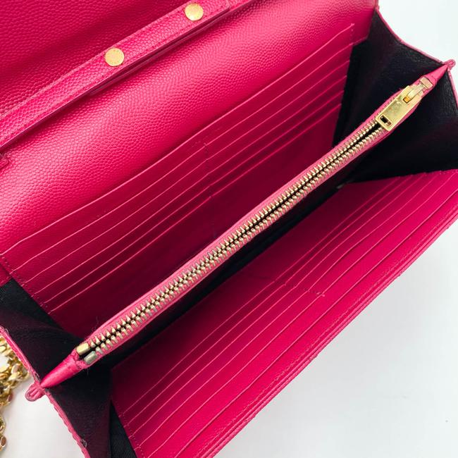 Saint Laurent Medium Wallet On A Chain Ghw Monogram Pink Leather Shoulder Bag