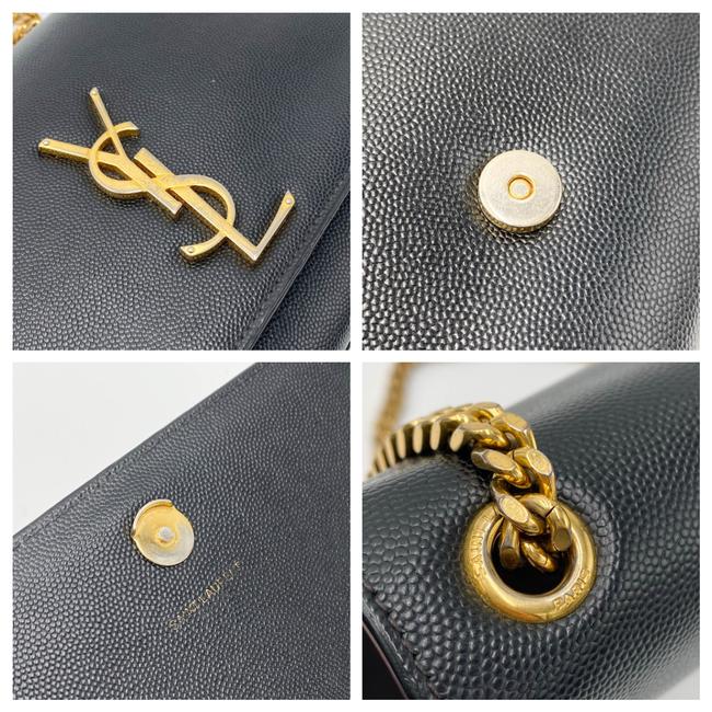 Saint Laurent Monogram Kate Grain De Poudre Medium Classic Satchel Black Leather Shoulder Bag