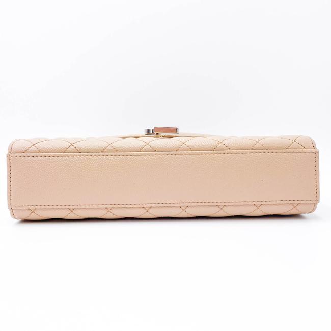 Saint Laurent Monogram Envelope Grain De Poudre Textured Mixed Matelasse Medium Triquilt Beige Leather Shoulder Bag