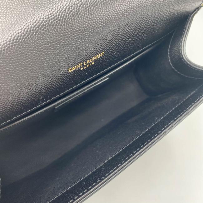 Saint Laurent Monogram Kate Ghw Grain De Poudre Small Satchel Black Leather Shoulder Bag