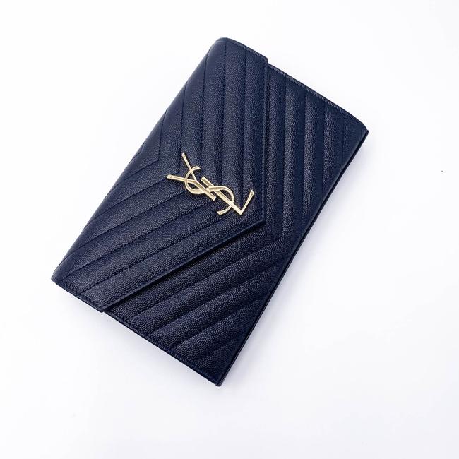Saint Laurent Chain Wallet Ghw Matelasse Chevron Monogram Woc Black Leather Shoulder Bag