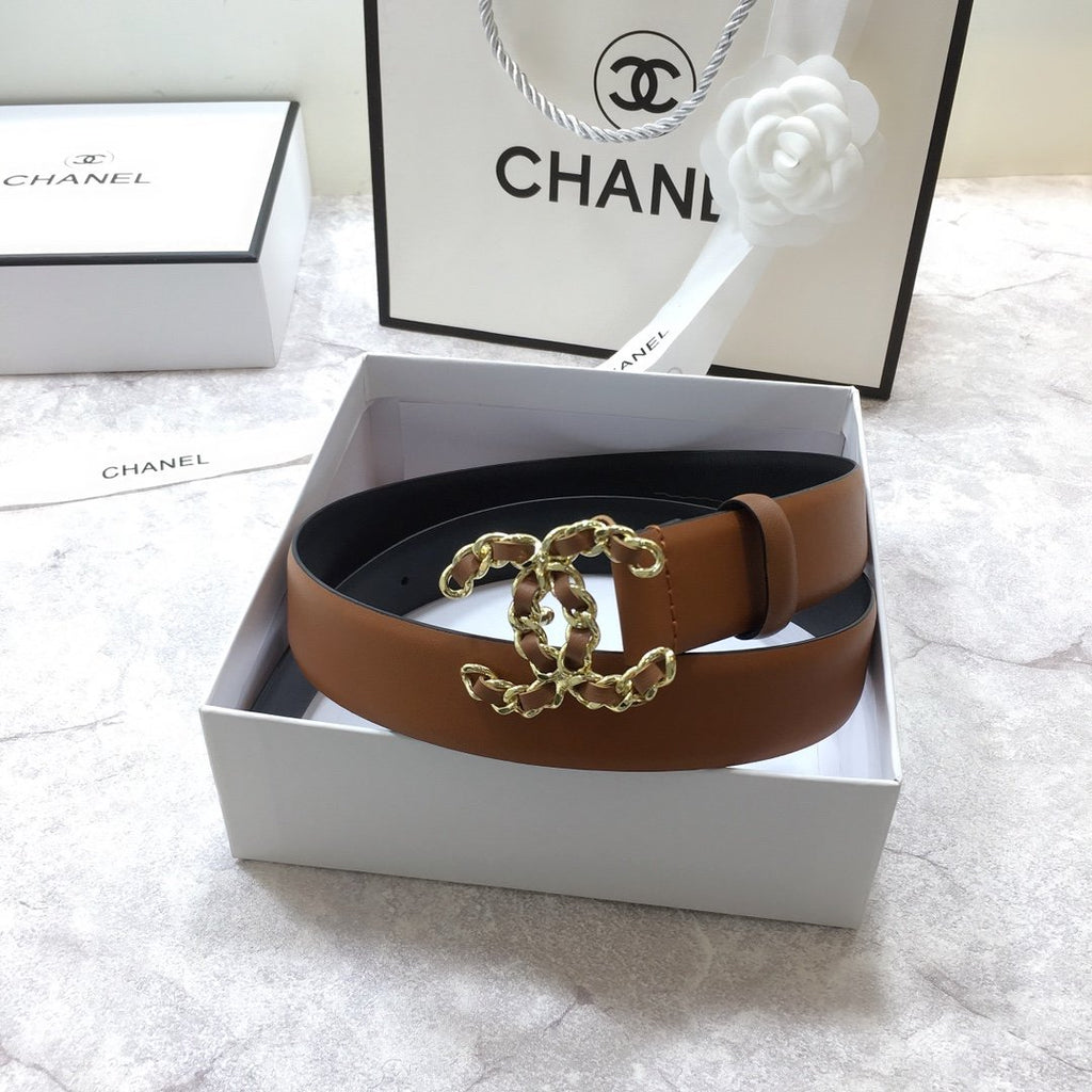 Chanel Belt With Double C Buckle Brown