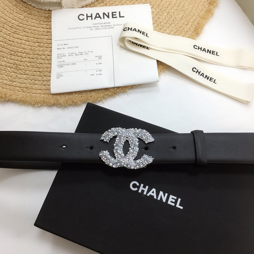 Chanel Belt With Beaded Buckle Black