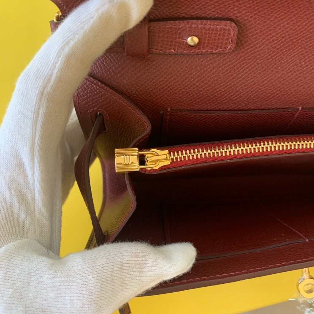 Hermes Kelly Togo Woc Crossbody Bag 21cm Red Wine
